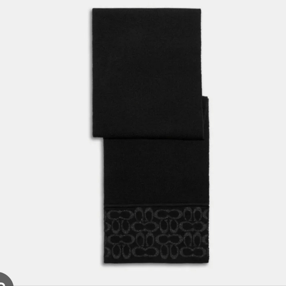 Coach C5127 Signature Oblong Wool Scarf Black - Picture 1 of 6